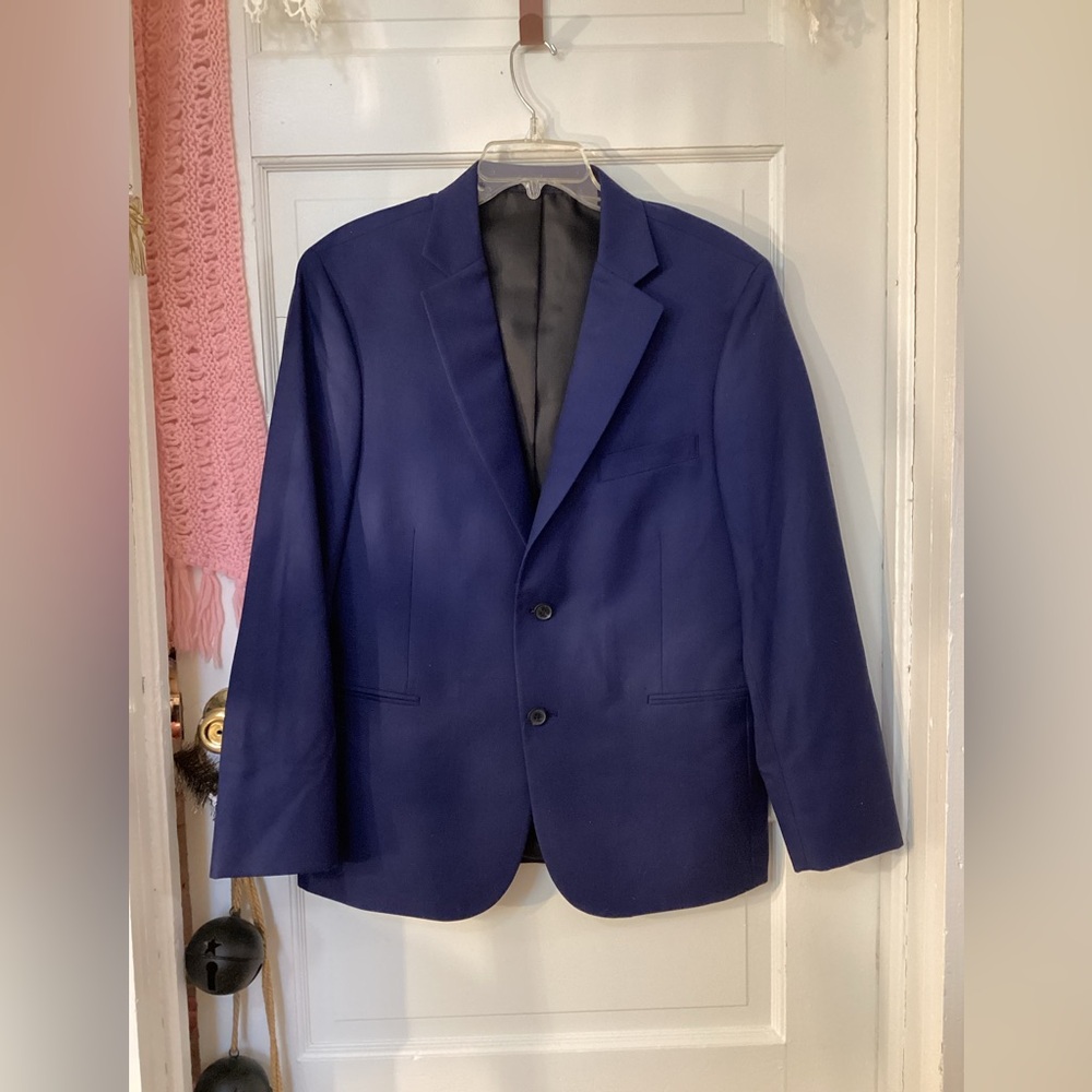 Black by Vera Wang Elegant Men's Worsted Wool Blue Blazer